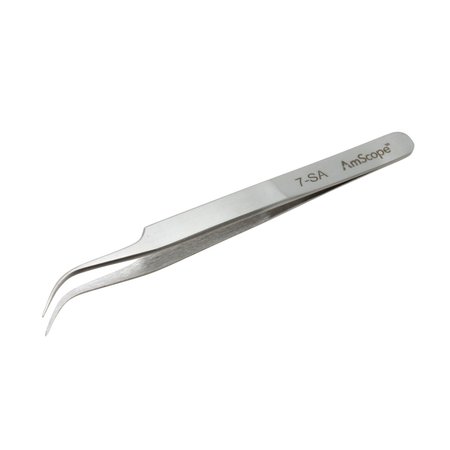 AMSCOPE High Precision 4 3/4 in. Curved Fine Tip Tweezers TW-072-25PK